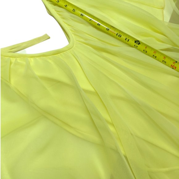 Vintage Yellow Goddess Long Dress with Chiffon Drape and Waist Tie - X-Small? - Picture 11 of 16